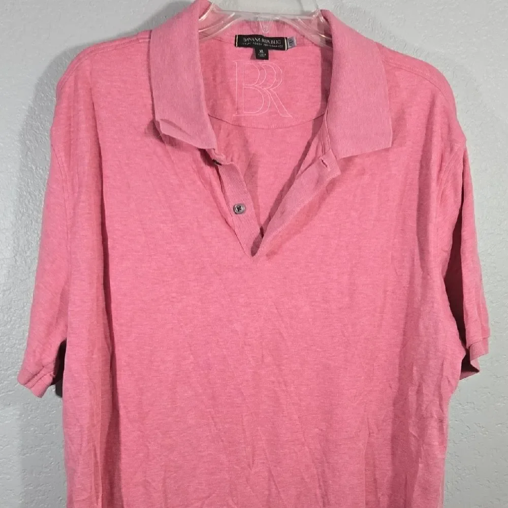 Banana Republic Pink Polo Shirt Men’s XL Soft Knit Business Casual Preppy Luxe